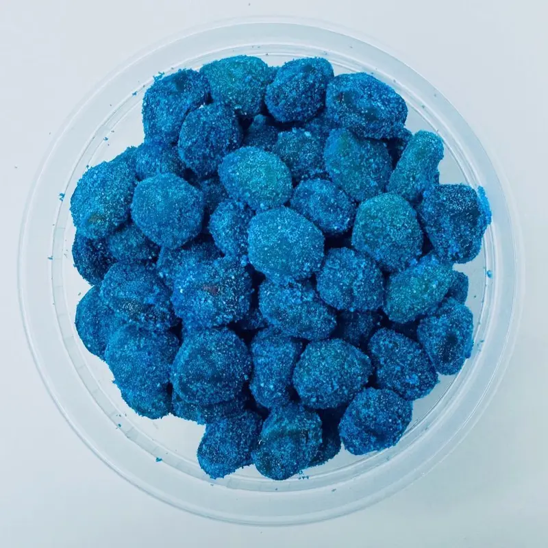 Blue Raspberry Gushies - Sweet and Tangy Candies - 6 oz Container - Candy t