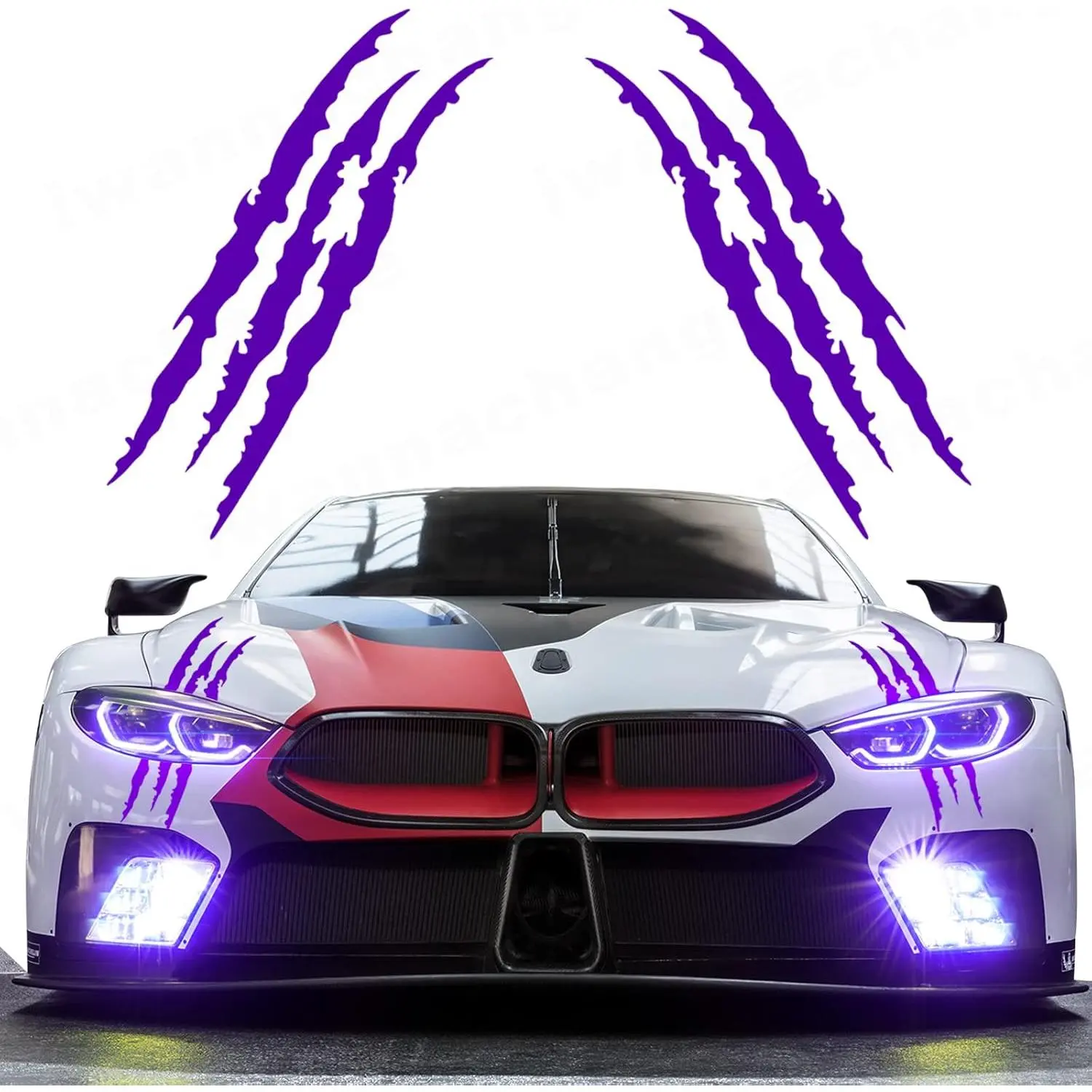 Aggressive Claw Mark Truck Decals, 2-Piece Decorative Purple Vinyl Set for a Wild Look, Universal Stripes for Car Headlights & Vehicles, Adhesive Vinyl Decal, Decals For Truck