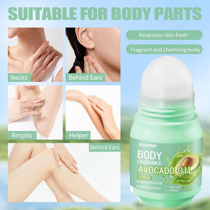 XIAOKS Avocado Oil Body Fragrance Stick 50g - Fresh Fruity Scent, Long-Lasting, Non-Greasy, Multi-Site Applicable, Body Care, Gentle Moisturizing, Mint Scented