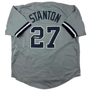 Autographed Giancarlo Stanton #27 New York Baseball Jersey, Classic Throwback Design, Perfect Gift for Baseball Fans
