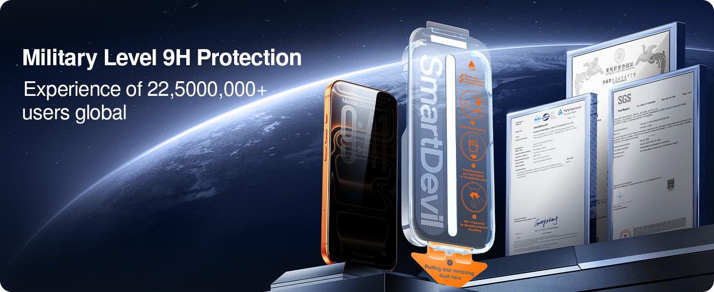 【3s Quick Paste】SmartDevil 2-Pack HD Tempered Glass Screen Protector for iPhone 17promax/17pro/16promax/16pro/15/14/13Series, Military-Grade Shatterproof Protection, Bubble-Free, Privacy Film, Scratch Resistant Fast & Easy Installation, Case Friendly