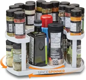 Innovations Spice Spinner Two-Tiered Spice Organizer & Holder That Saves Space, Keeps Everything Neat, Organized & Within Reach With Dual Spin Turntables，home essentials