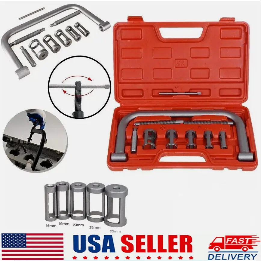 5-Size Valve Spring Compressor Kit Chromed Steel Automotive Tool with Rubberized Handle for Car Motorcycle Engine Repair Camshaft Timing Belt Replacement Universal Design Vehicle