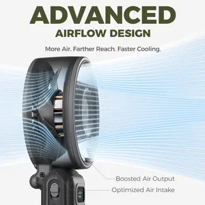 Diveblues Handheld Portable Turbo Mini Fan 3600mAh USB Rechargeable 100 Speeds 15 Hours Battery Air Turbo Tech for Travel Outdoor Activities - Wireless