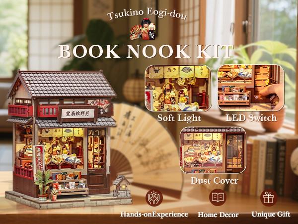 CUTEBEE Japanese Fan Shop Dollhouse Kit | Handmade 3D Wooden Miniature House Decor | Perfect Black Friday & Holiday Gift for Adults and Teens
