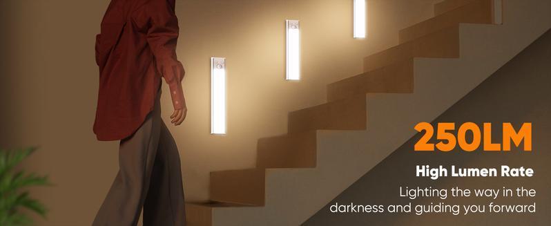 Under Cabinet Lights 2 Pack - Motion Sensor Night Light Indoor, 1500mAh USB Rechargeable Light, Simple Installation Dimmable Lights for Kitchen, Wardrobe, Pantry, Closet, Bathroom, Stairs, Hallway, Laundry Room, Tool Room, Fridge - Practical Home Decor