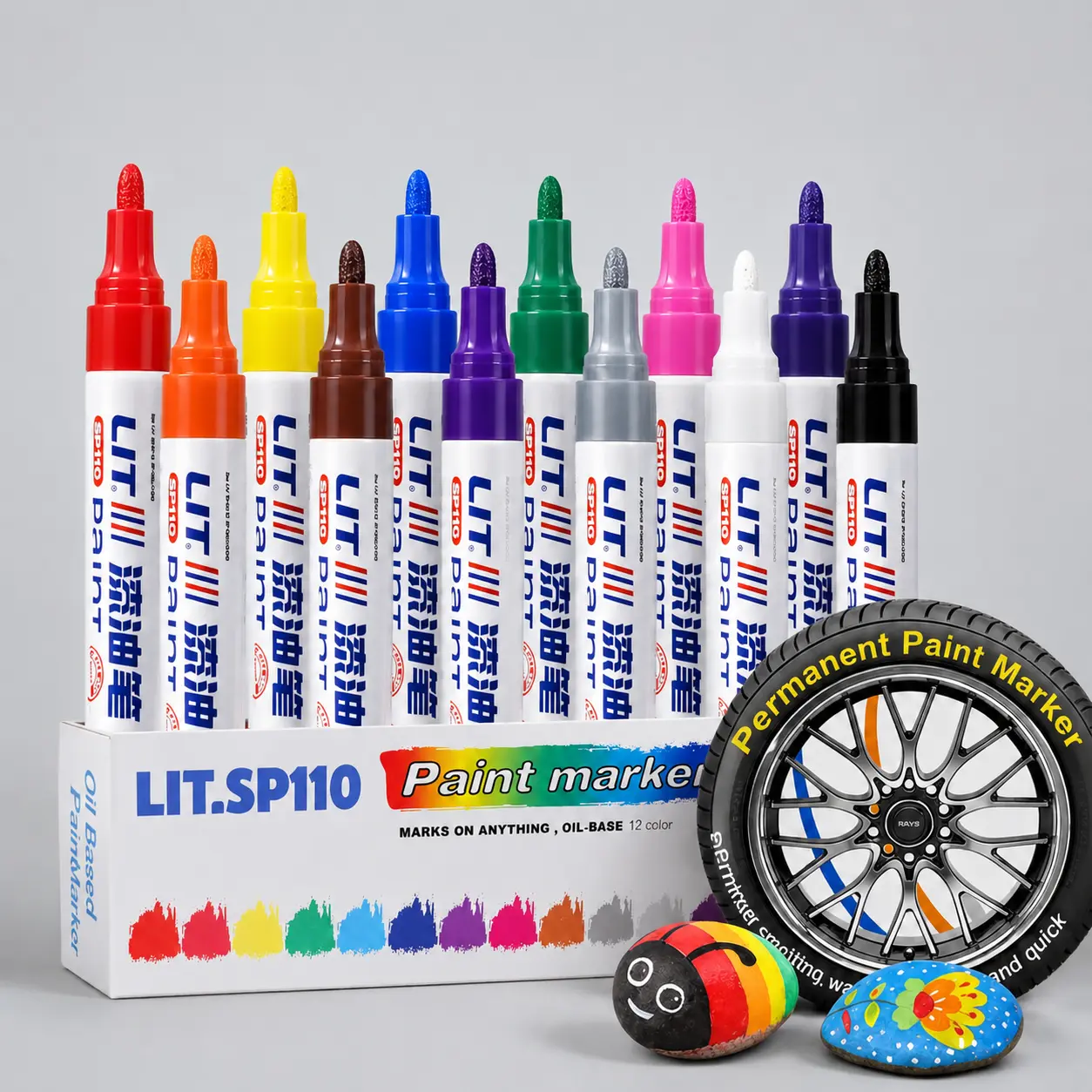 12-Color Tire Marker Pen, Oil-Based Tire Lettering & DIY Detail Pen Paint Marker, Waterproof, Quick-Dry, Long-Lasting Marker for Metal, Wood, Plastic, Rock, Canvas, Glass, Rubber,car accessories #backtoschool