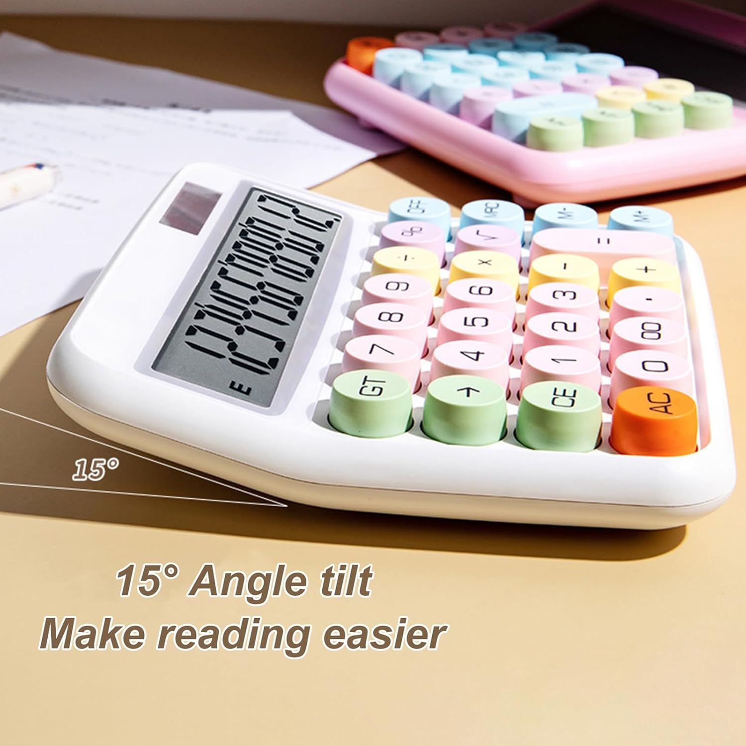【FaddishDeal】Calculator with display, 12-bit large button, easy to use automatic off desktopcalculator at home, office and school, dopamine calculator Springtok.