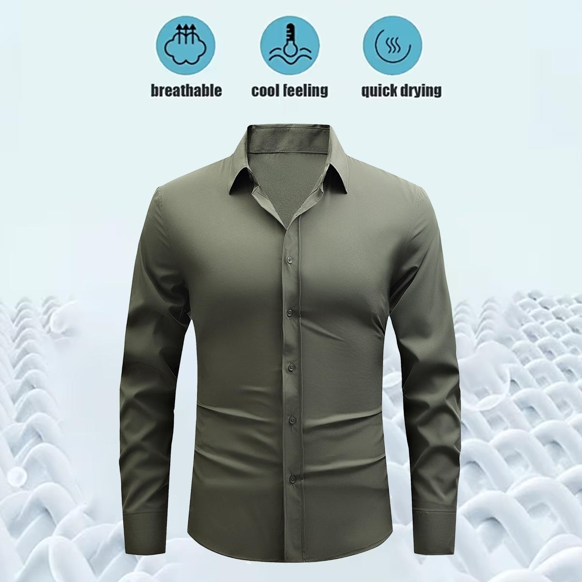 Men's Shirt Long Sleeve Wrinkle-Free Four-Sided Stretch Business High-End Shirt