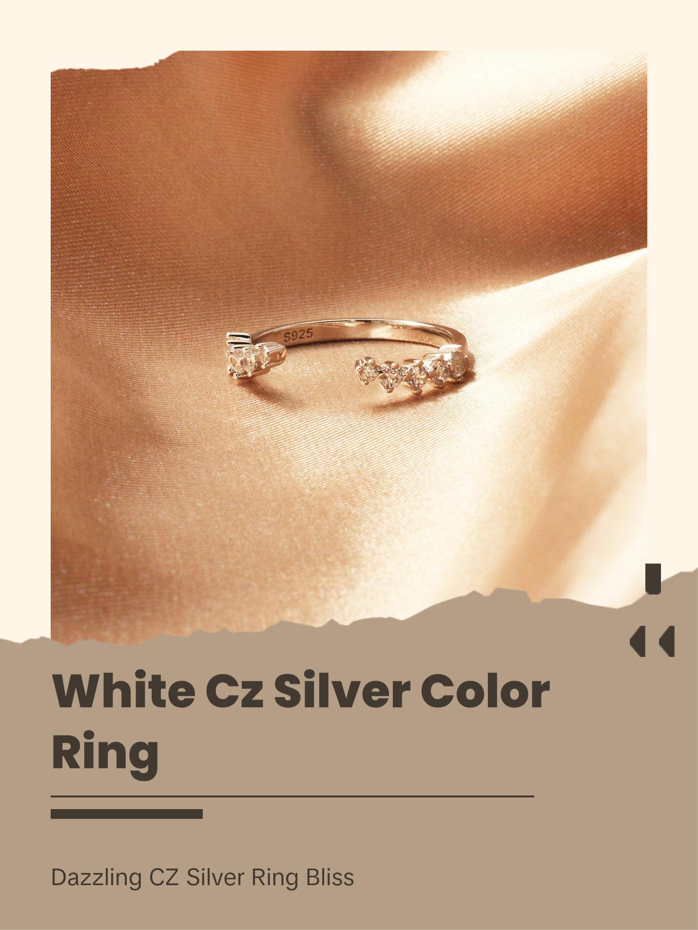 White CZ 925 Sterling Silver Ring with Round Center Stone