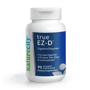 NatureCity TrueEZ-D Broad Spectrum Digestive Enzyme Supplement - Protein, Fat and Carb Breakdown Support - Bloating, Gas and Digestive Comfort - Natural, Non-GMO Veggie Capsules - 60 Count