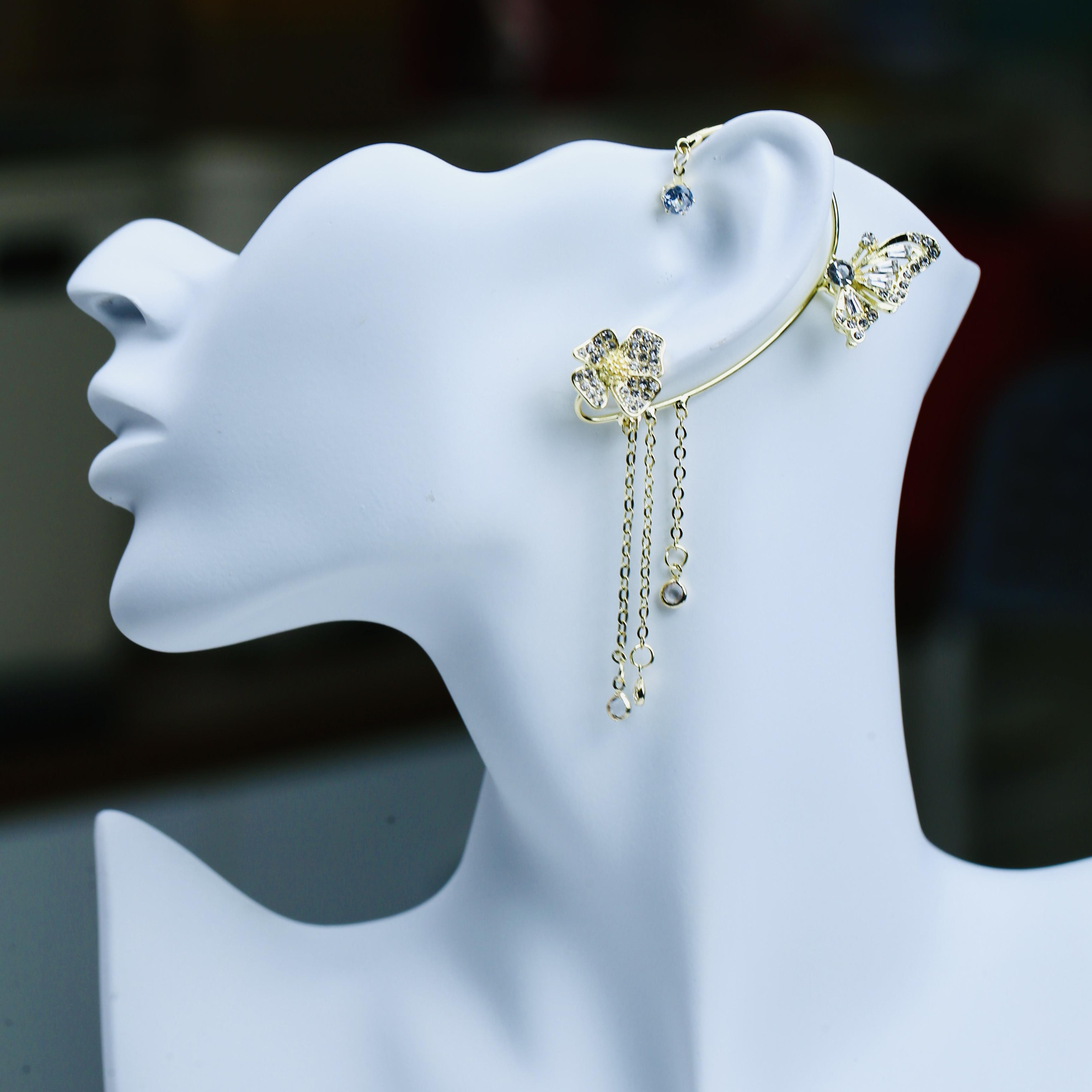 优雅蝴蝶流苏耳夹：为您的造型增添一抹优雅 Y042