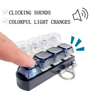 LED Keyboard Keychain, Fingertip Clicker, Stress Relief Keychain, Stress Relief Gadgets, Fun Pendant for Boys Girls, Fidget for Anxiety, Anxiety Fidgets