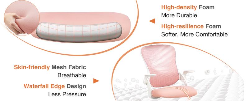 Office Computer Desk Chair, Ergonomic High-Back Mesh Rolling Work Chairs with Wheels and Adjustable Headrests, Comfortable Lumbar Support, Comfy Flip-up Arms for Home,Bedroom Office Computer Desk Chair, Ergonomic High-Back Mesh Rolling Work Chairs with Wheels and Adjustable Headrests, Comfortable Lumbar Support, Comfy Flip-up Arms for Home,Bedroom