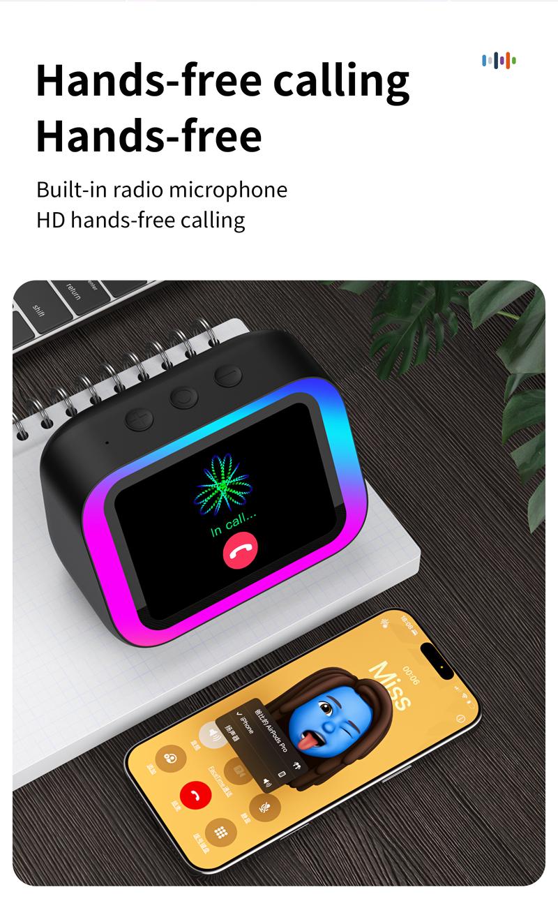 alarm  clock, high aesthetic desktop decoration, Bluetooth audio, multiple atmosphere lighting effects, sedentary health reminders, multiple energy supply displays, weather synchronization, phone synchronization, contact synchronization, smart speak