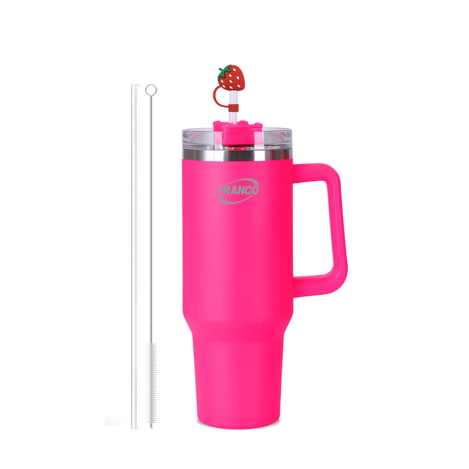 Franco 40oz Stainless Steel Tumbler with Handle, Straw Cleaner & Surprise Straw Cover