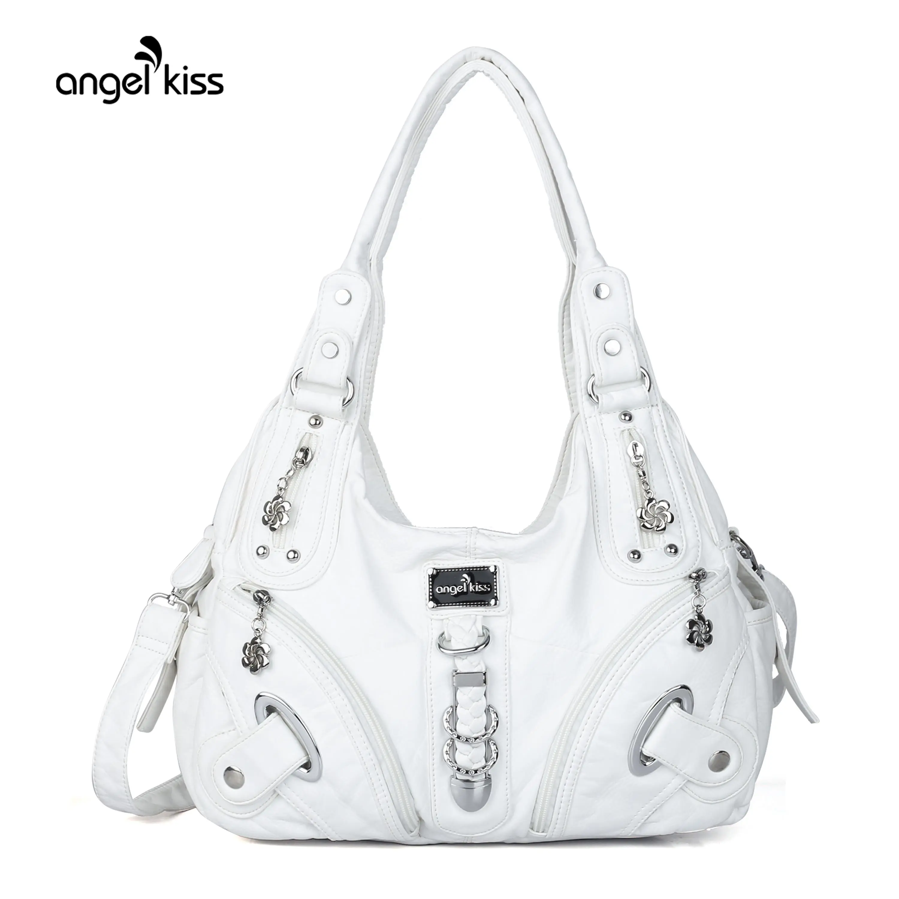 Angel Kiss Vintage Crossbody Bag (14"x5"x13") - PU Hobo Satchel, Medium Lightweight Elegant Convertible Stylish Women's Commuter Everyday Bag, Ideal for Summer Daily Use & Gifts for Girlfriend