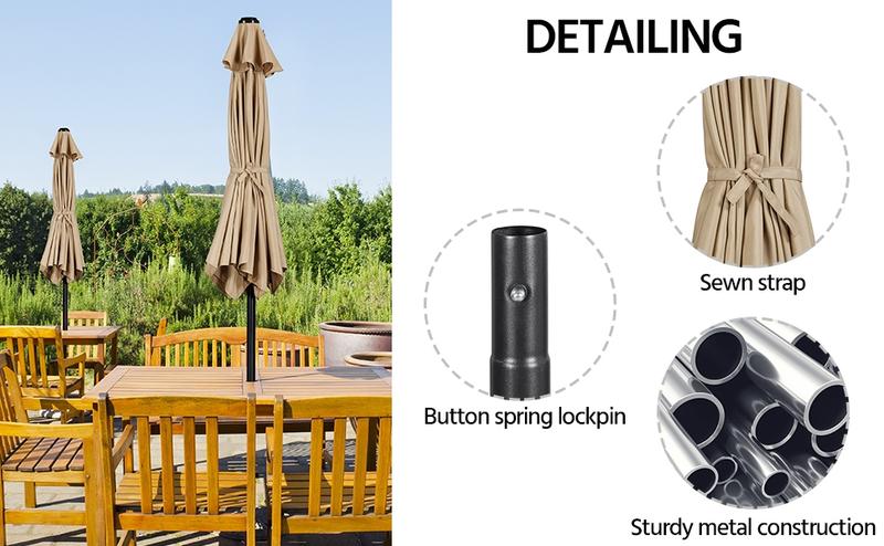 【On Sale】 Yaheetech 7.5/9/10FT Patio Umbrella w/ Push Button Tilt and Crank, Outdoor Garden Table Umbrella for Garden, Deck, Backyard, Pool, Beach