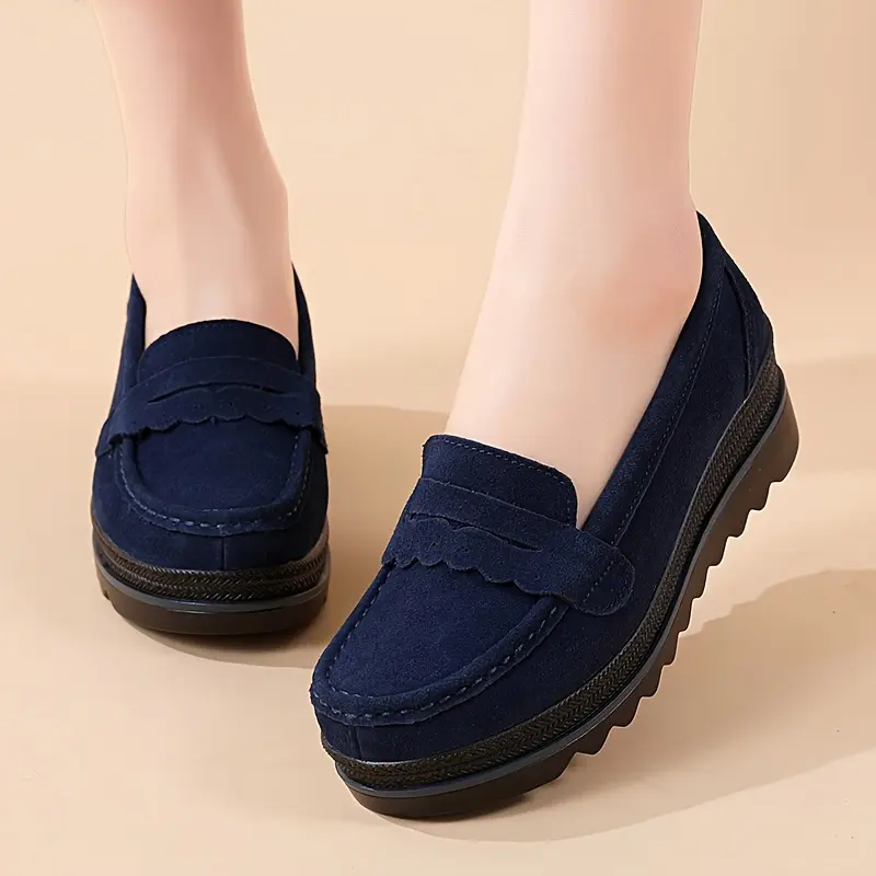 2026 Comfortable Women Slip On Platform Loafers All Day Support Thick Sole Round Toe Faux Cover Black Shoes Casual Chic Ladies For Seniors, women shoes, ladies shoes, fashion shoes, women fashion