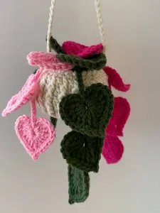Crochet Harts hanging plant