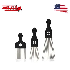 3-Piece Stainless Steel Afro Hair Pick Set