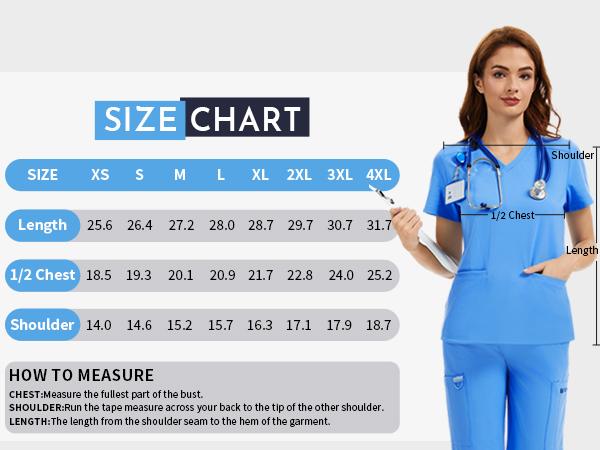Scrub Tops for Women - V-Neck with 2 Pockets, Soft 4-Way Stretch, Anti-Wrinkle & Easy Care for Medical Uniforms