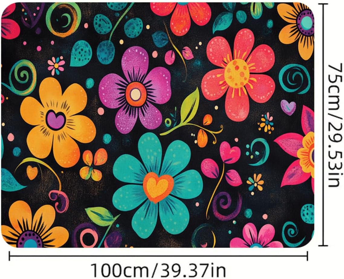 ‌Universal Car Trunk Mat 75x100cm Multicolor Floral All Weather Trunk Protection Cargo Liner Durable Rear Trunk Mat Waterproof Easy Clean Vehicle Interior Accessories Fit Most Car Models SUV Truck Van‌