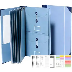 Accordion File Organizer for Important Documents, Manila Pocket Document Folder with Labeled Pockets, Expanding Folder for Passports, Birth Certificates, Important Papers, Office & Home Storage, Easy to Carry & Classify Files