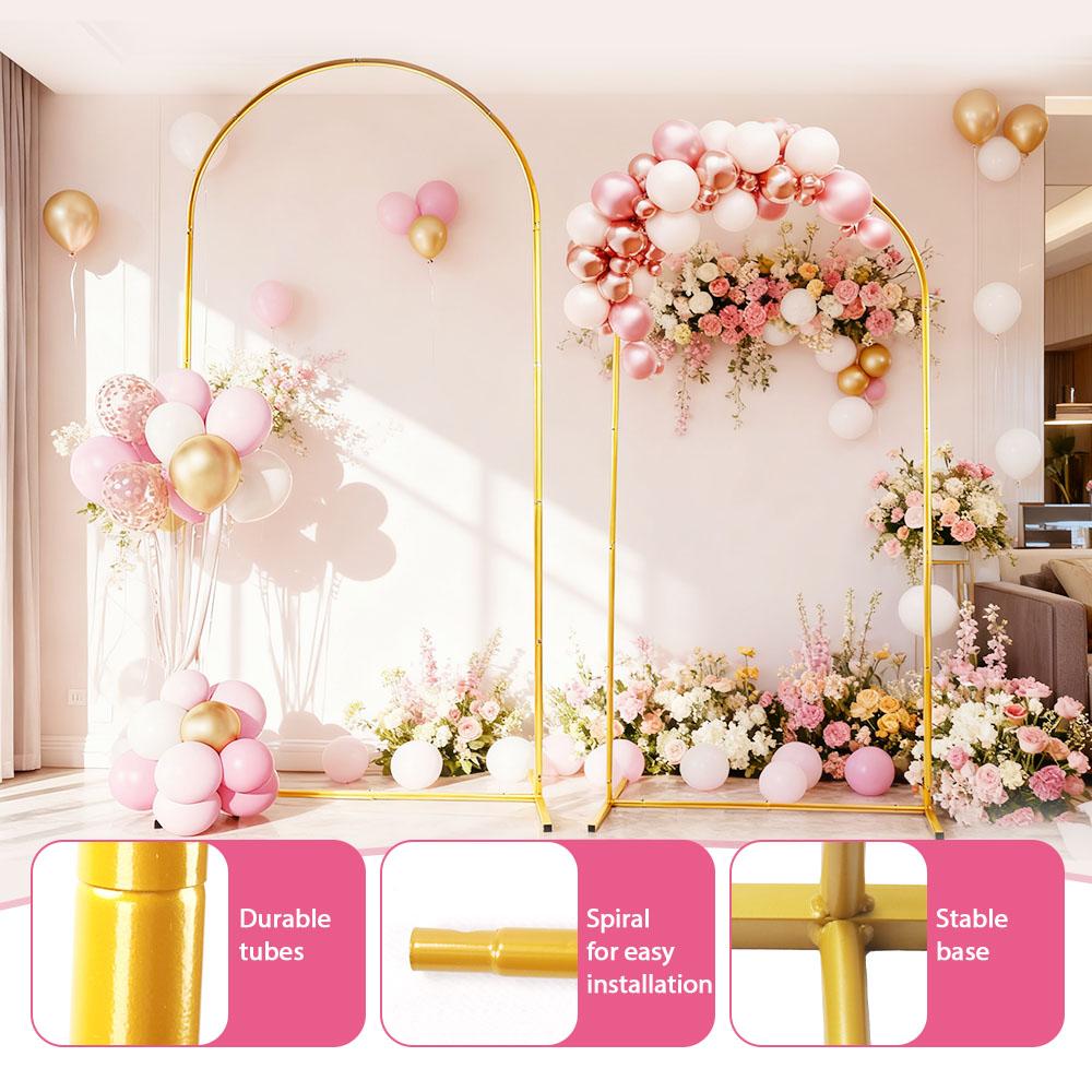 Golden Arch Backdrop Stand 6FT+7.2FT Metal Arch for Wedding Party Floral Garden Balloon Arches Decorations Solid Durable Versatile Easy Assembly, Gifts for Mother's Day Golden Arch Backdrop Stand 6FT+7.2FT Metal Arch for Wedding Party Floral Garden Balloon Arches Decorations Solid Durable Versatile Easy Assembly, Gifts for Mother's Day