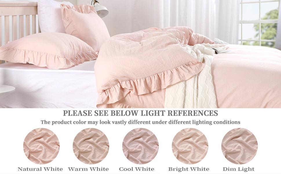 GARVEE 3-Piece Queen Bedspread Set with Ruffled Edges in Soft Washed Microfiber, Available in Pink and White, Classic Style, Perfect for Adding Elegance to Your Bedroom, 90 x 90 Inches.