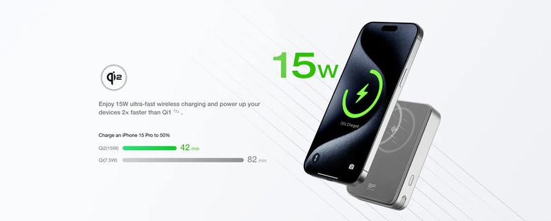 EF ECOFLOW Rapid Power Bank, 10000mAh Qi2 Certified Wireless Magnetic Portable Charger, 65W Max Fast Charging Battery Pack with Built-in USB-C Cable & Stand for iPhone17/16/15/14/13/12 Series Only