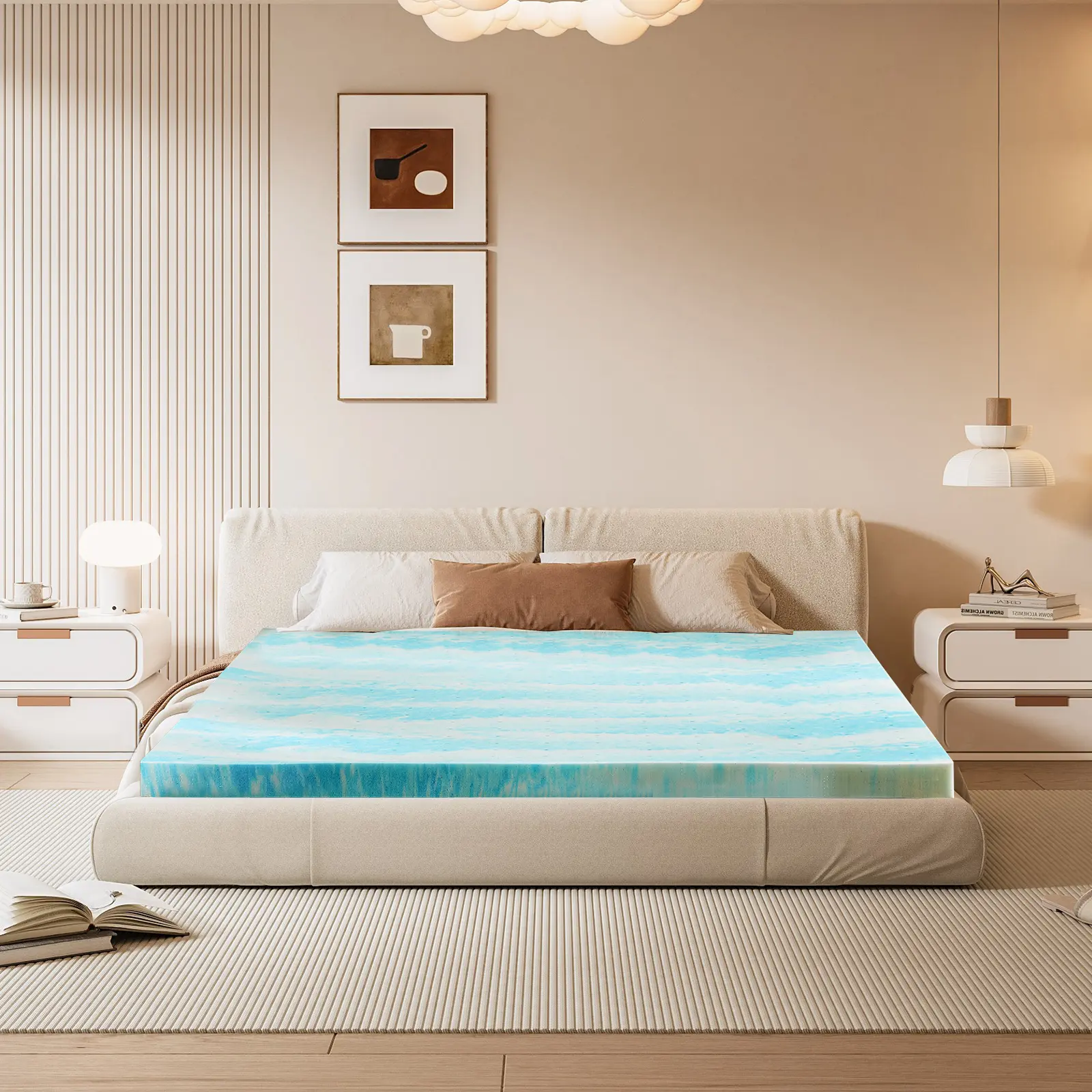 2 Inch Memory Foam Cool Gel Swirl Mattress (for back pain), Hotel Student Dormitory Home Double Mattress, Slow Rebound Memory Foam Mattresses
