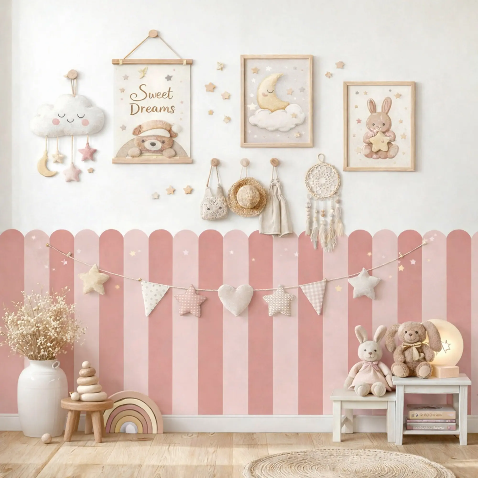 3pcs Multicolor Vertical Striped Arc Wallpaper, Sticky Wallpaper Peel and Stick, Peel and Stick Wallpaper Designs, Nursery Child Wall Art, Kids Room Living Room Home Decor, Waterproof Peel and Stick, Removable Wallpaper