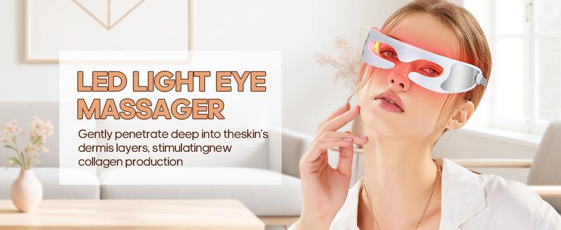 LED Red Light Therapy Eye Device,LED Light Therapy with Soothing Vibration, Adjustable Strap & Rechargeable LED Eye Mask,3 Modes Red Light Eye Mask for Skincare,Under-Eye Treatment & Rejuvenation,for Anti-Aging, Dark Circles and Wrinkles