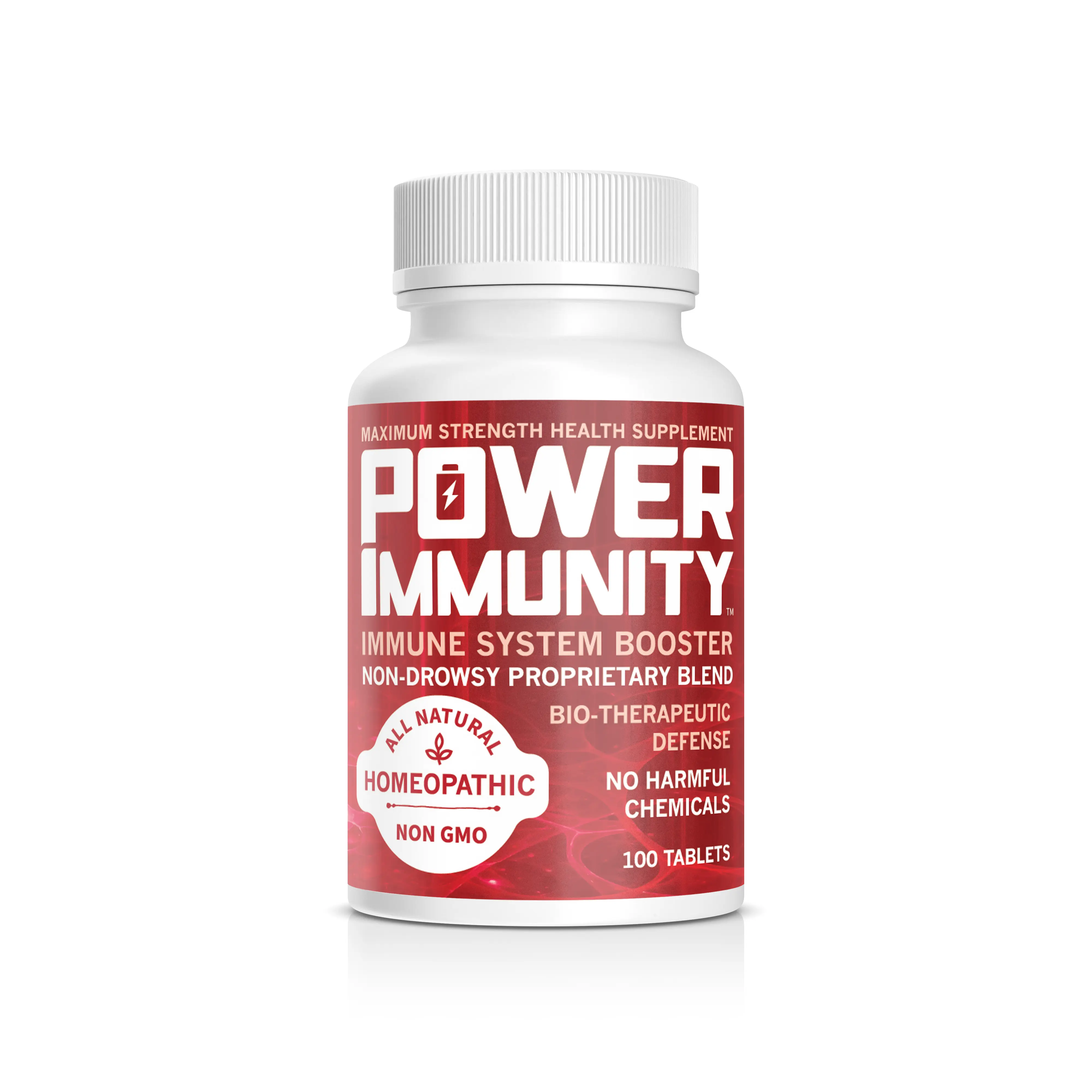 Power Immunity Dietary Supplement - All Natural Homeopathic Allergy & Immune Support, Non-GMO Proprietary Blend, 100 Tablets, US Formulated, Easy to Swallow, Non-Drowsy for Supplement Routine, Allergy & Immune Support Vitamins Supplements