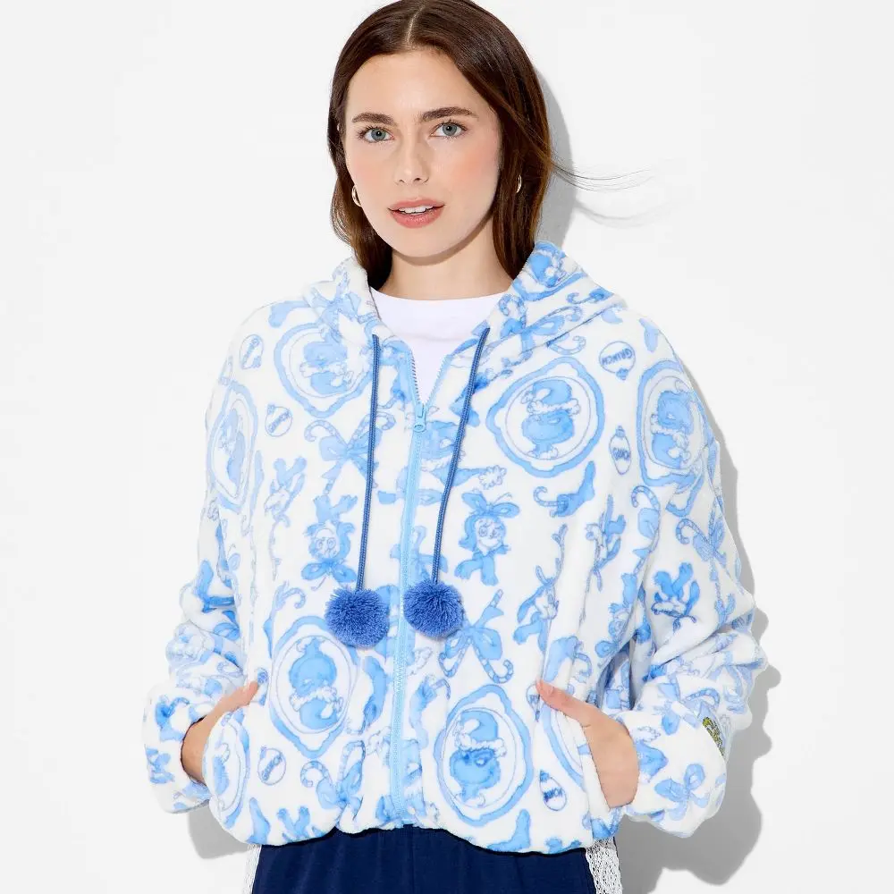 Women's Grinch Zip-Up Graphic Hooded Sweatshirt