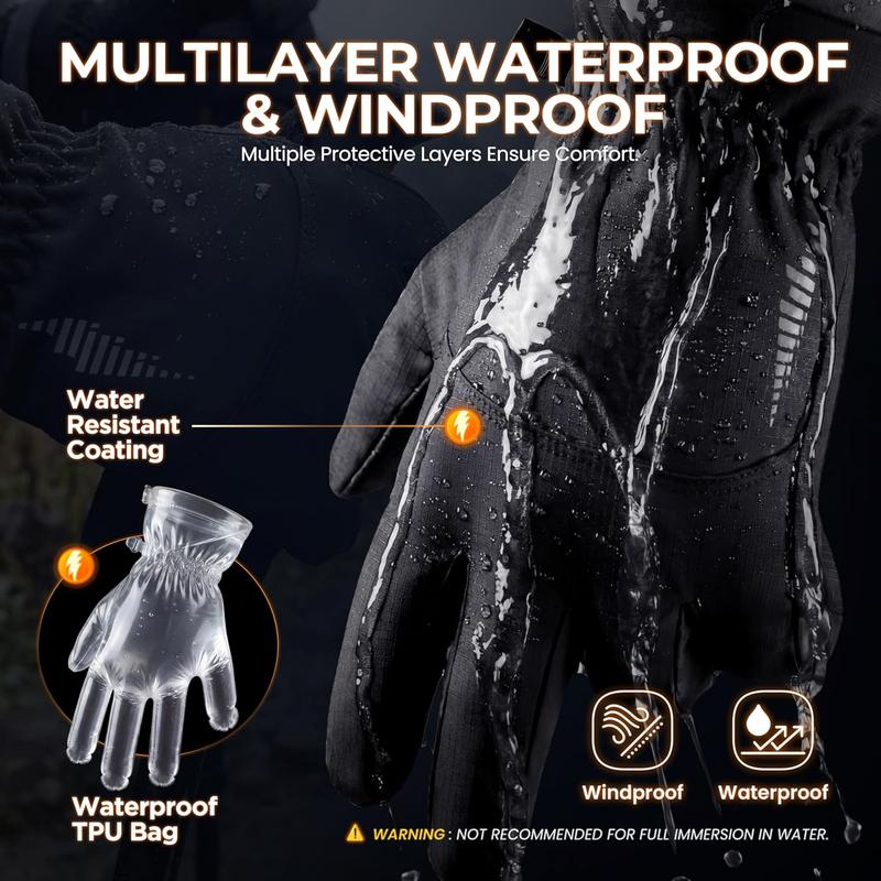 Winter Waterproof Sky Snow Warm Gloves for Women Men,Wind proof Cold Weather Thermal with Touchscreen Fingers, for Running Driving Cycling Hiking Biking Outdoor Sports Daily Work Out.