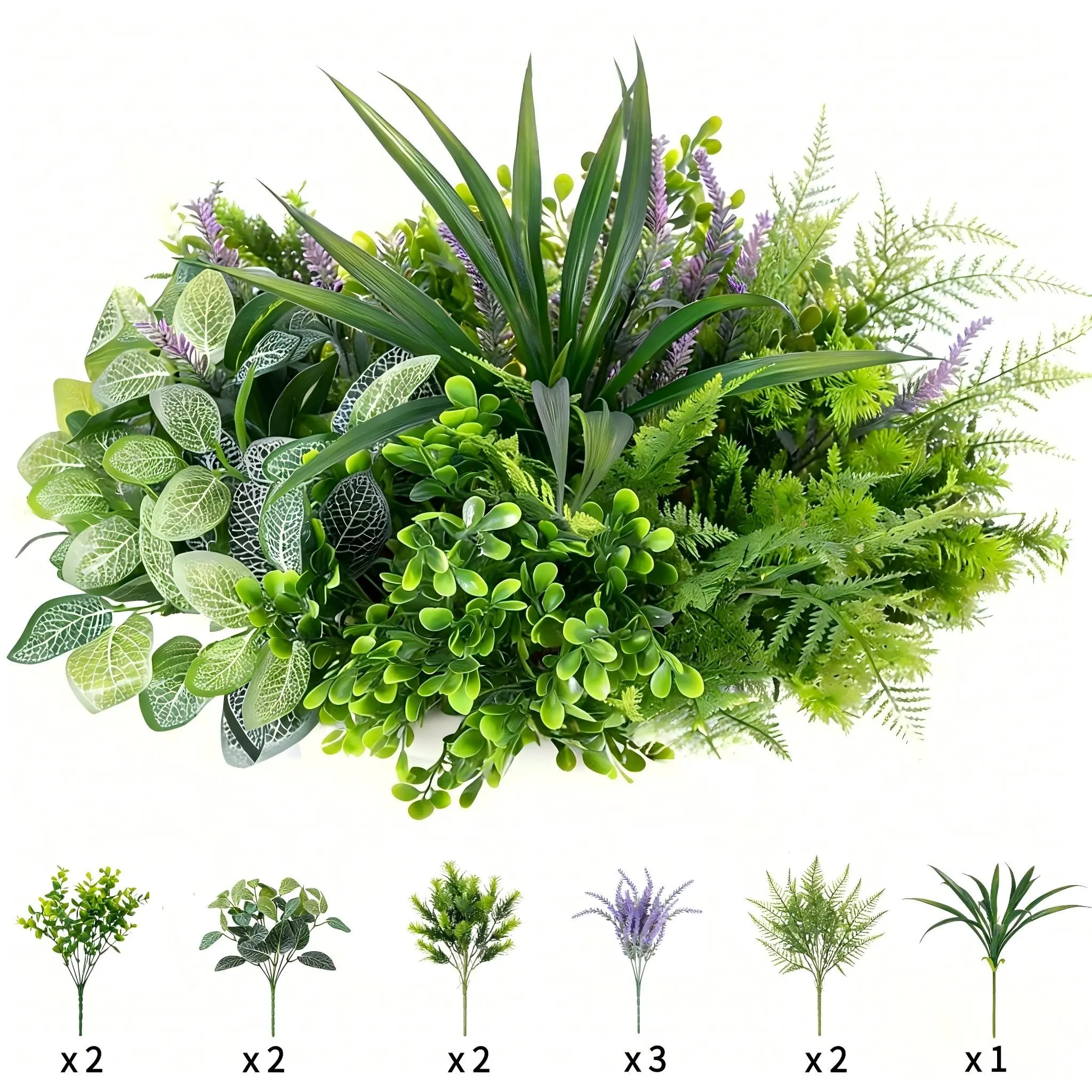 12Pcs Artificial Plants Outdoor UV Resistant Greenery Stems Set, Artificial Floral Plant, Garden Flower, Faux Lavender Shrubs, No Fade Faux Plants, Artificial Fake Plants for DIY Porch Planter Window Box Hanging Basket Garden Patio Home Wedding Decor