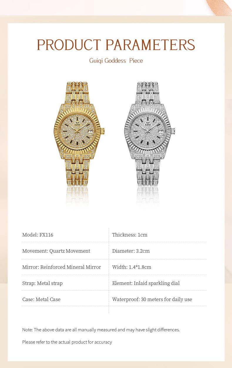 Ladies' Watch Luxury Full Diamond Bangle Watch – 30M Waterproof, Versatile & Practical, Timeless Classic Design, Comes with Matching Bracelet | Perfect Christmas Gift Option