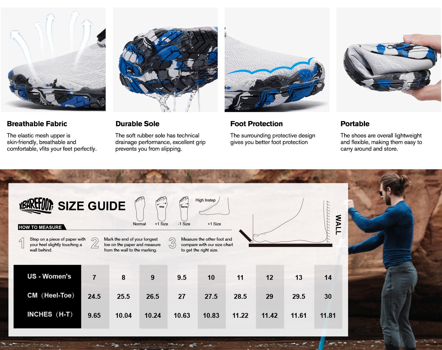 HIITAVE Men Barefoot Lightweight Breathable Water Creek Shoes Beach Aqua Quick Dry for Outdoor Sport Hiking Swiming Surfing