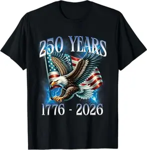 250 Years American 1776 2026 250th USA Patriotic 4th of July T-Shirt Novelty Anniversary Gift Y2k Men's Fashion US Flag Tee Tops