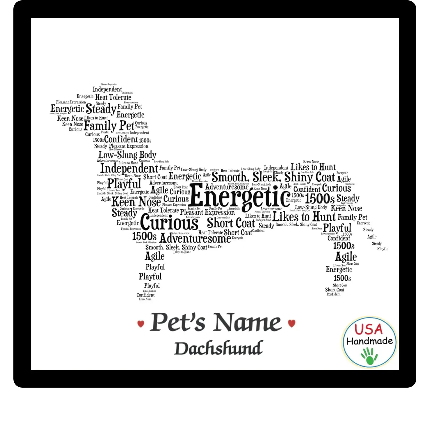 Personalized Dachshund Dog Name Frame – Custom Framed Pet Art Gift Wrapped for Dog Lovers.Add your dog's name in the delivery instructions box or order notes at checkout.