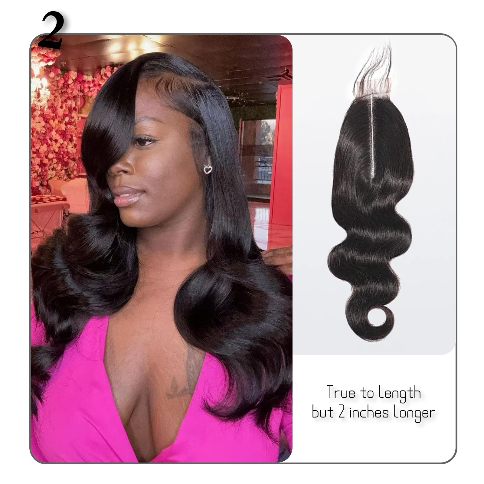 [Wequeen] Transparent & HD Lace Closure 10A Grade 2"x6";4"x4";5"x5";13"x4" Upgrade Body Wave Straight #1B Natural Black 12-20inch Budget Friendly