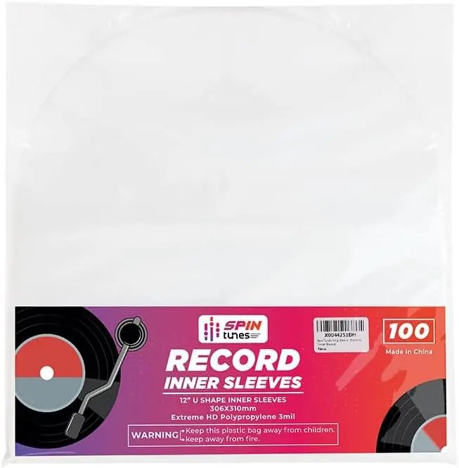 100-Pack Inner Record Sleeves – 3 Mil Thick Plastic LP Covers, 12.75" x 12.5", Dust-Resistant Vinyl Protectors Organiser Organiser