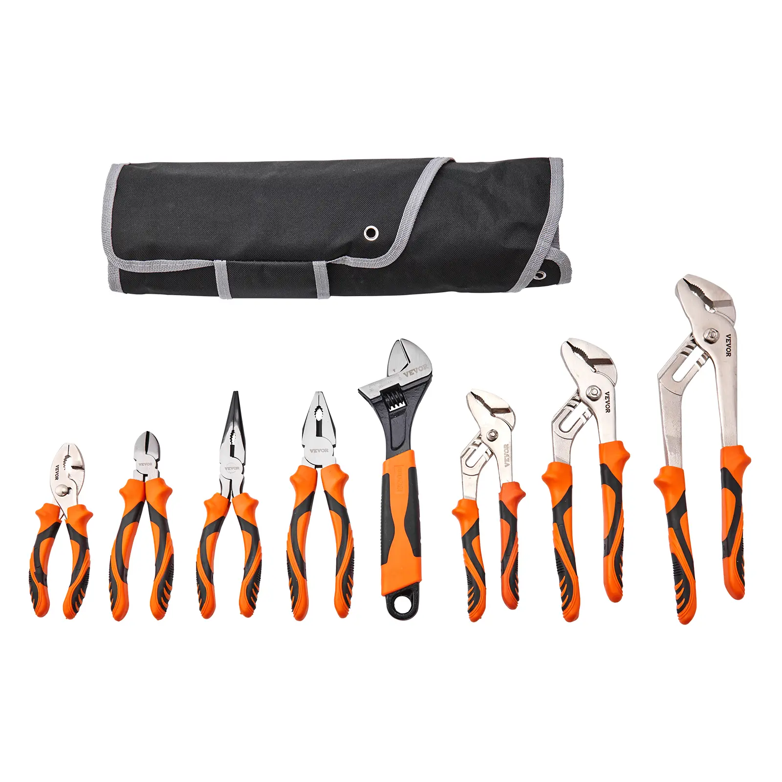 【Summerfinds】VEVOR 8-Piece Pliers Set High Carbon Steel12"/10"/8" Groove Joint Pliers8" Linesman's Pliers6" Slip Joint Pliers8" Long Nose Pliers6" Diagonal Cutter10" Adjustable Wrenchand Tool Bag, Hand Tools, Hardware, Father's Day Gifts,father'sdaygif, D