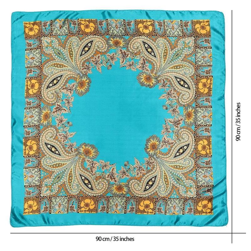 4PCS/Set 35'' Printed Square Head Scarf Neck Scarves for Women Silk Like Hair Kerchief Bandanas Neck Scarf Sleeping Head Wraps Hair Band Headscarf Female Hair Accessories