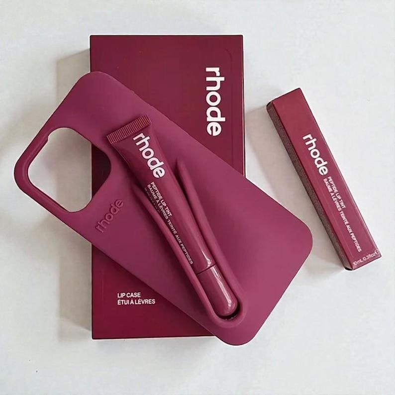Rhode Phone Case Bundle with Lip Tint (And Bonus Gift) - Viral 3D Silicone Holder - Full Set for iPhone 11 - 17 Pro Max