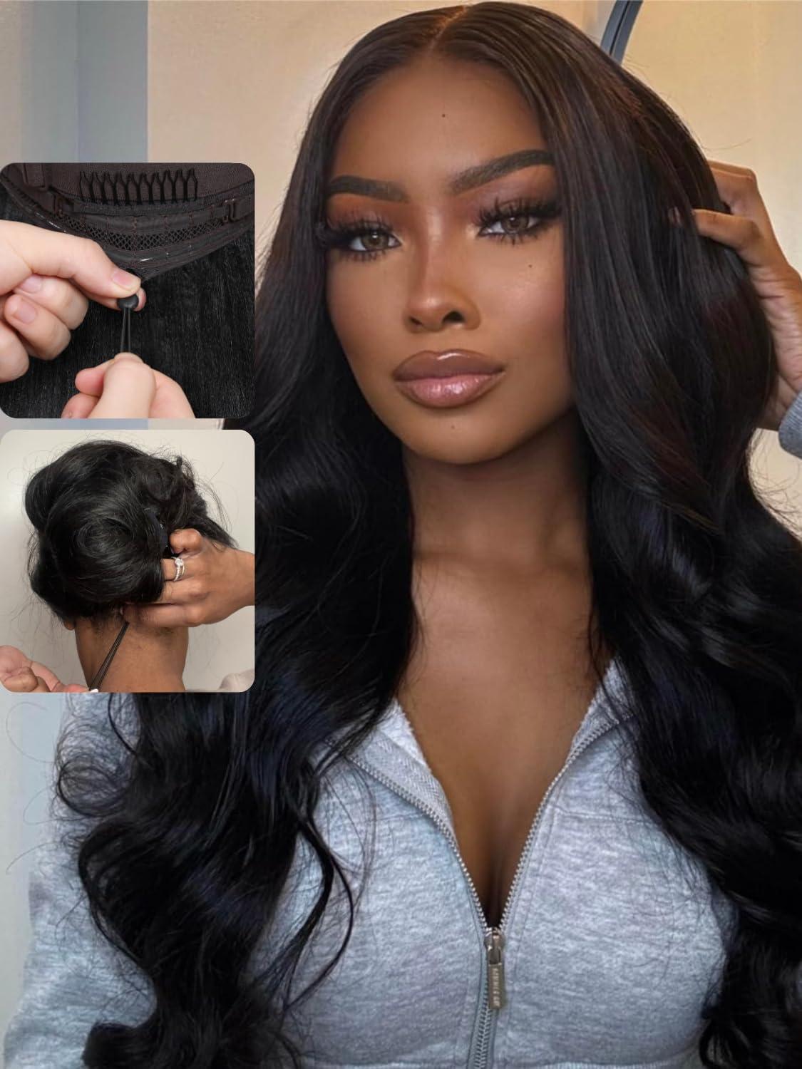 Bling Hair Body Wave 13X4 Lace Front Drawstring Wigs Human Hair Easy To Wear 13x6 Glueless Wig Human Hair Pre Plucked Pre Cut Pre Everything Frontal Wig Beginners Friendly 180% Density #TikTokShopBlackFriday