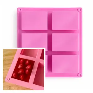 Rectangle Silicone Soap Mold Pink – 6 Cavity Soap Making Mold for Handmade Soap, DIY Craft Supplies