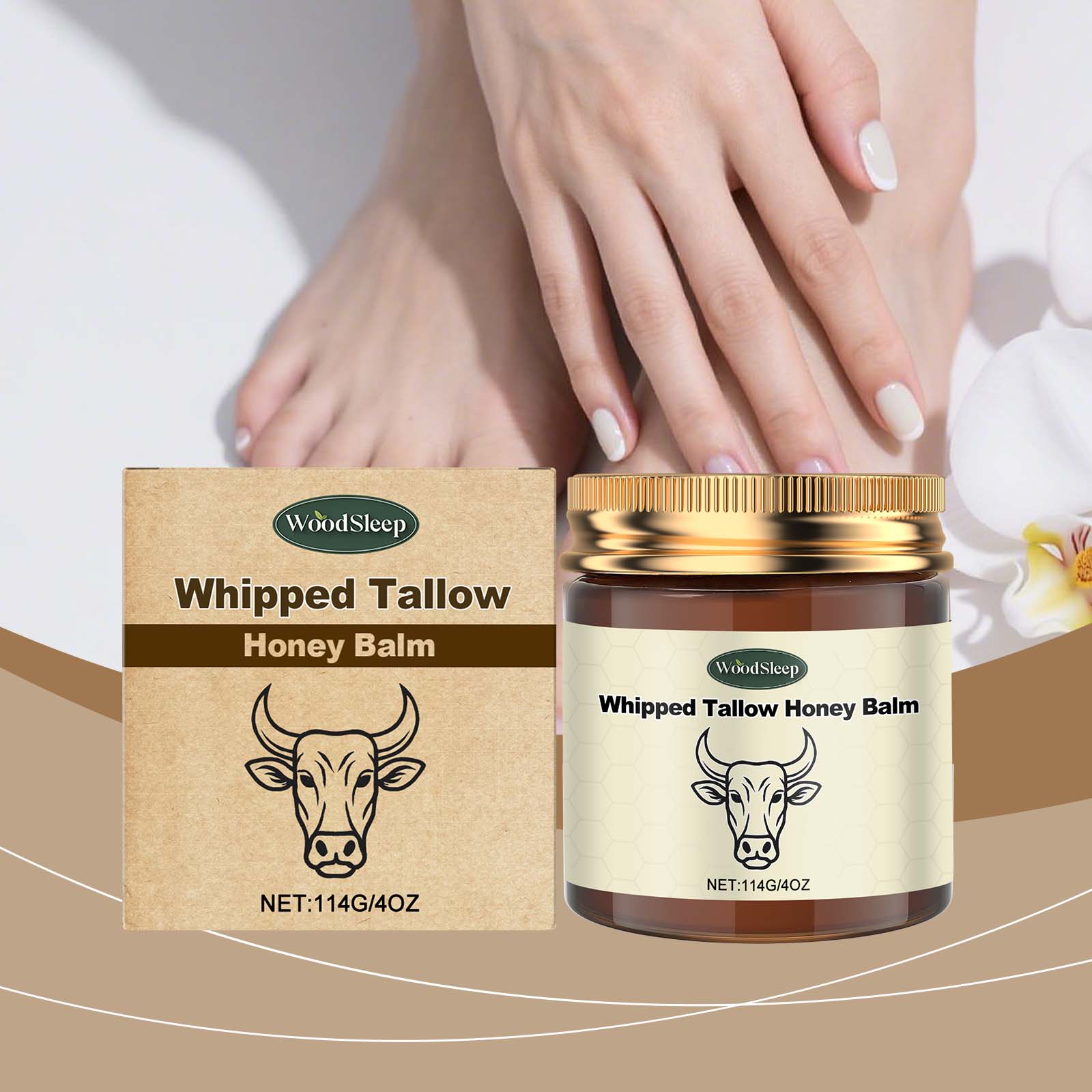 Lopeie Whipped Grass-Fed Beef Tallow HoneyBalm -4 0z,Moisturizing Cream for Soft, SmoothSkin-Handmade All-Natural Moisturizer-Lavender Lopeie Whipped Grass-Fed Beef Tallow HoneyBalm -4 0z,Moisturizing Cream for Soft, SmoothSkin-Handmade All-Natural Moisturizer-Lavender